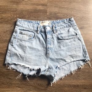 Garage light wash denim shorts